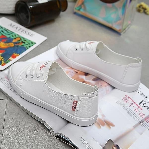 Höst- PU Läder, Platt Sula, Vardagsskor Pink White 37