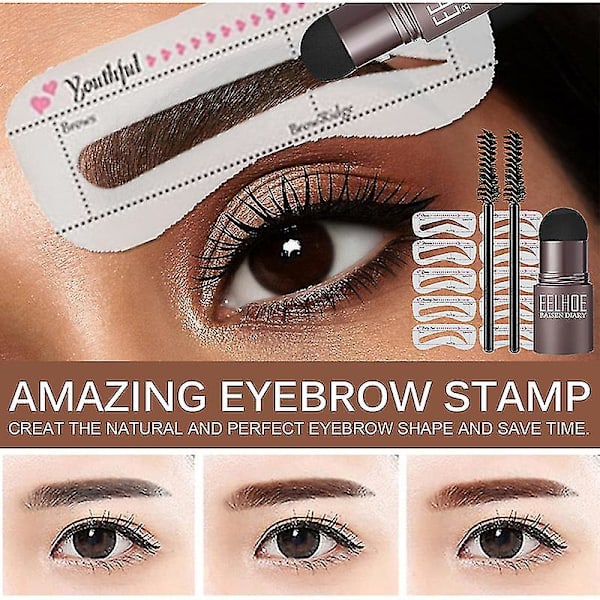Ögonbryn Stämpel Shaping Kit Återanvändbar makeup Brow Powder Stencil Bärbar vattentät kosmetisk set svart