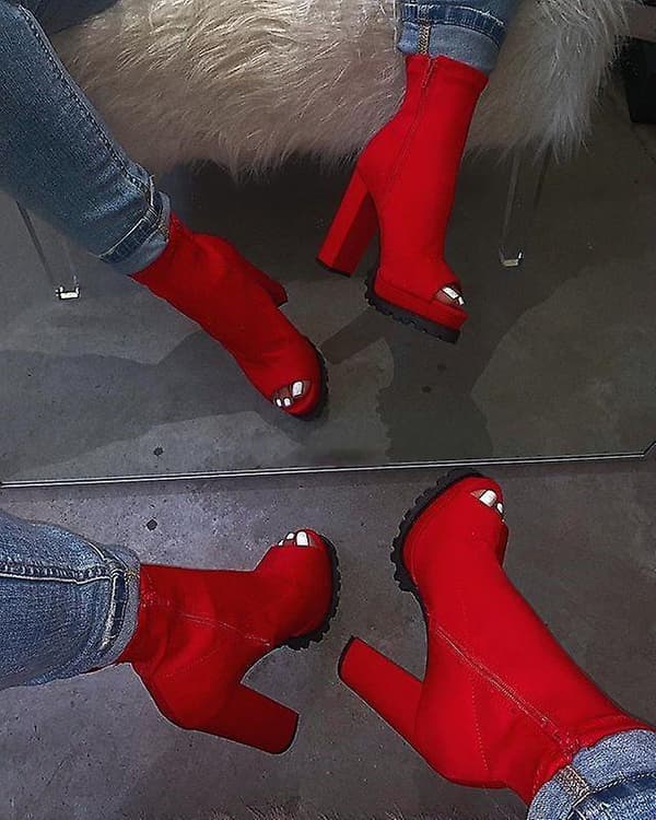 Vinter kvinnor stövlar, mode tå Punk höga klackar All Red 41