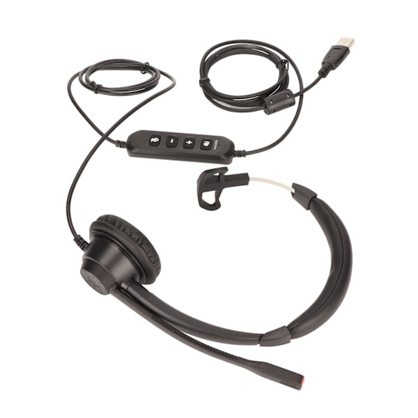 USB-headset för affärer med brusreducering, ensidig öronhörlur, stöd för volymjustering av samtal, mikrofonstängning