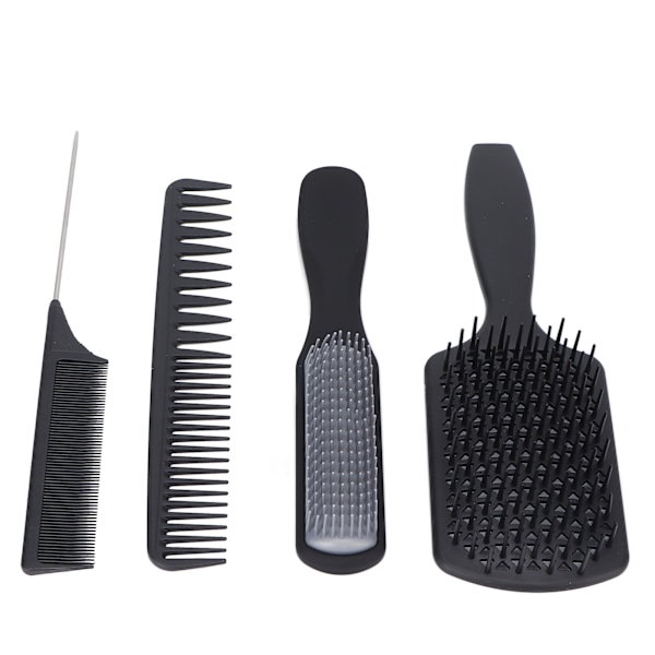 4 st Hårborste Set Ihålig Kam Spetsig Fin Bred Tand Skalpmassage Styling Set Svart Box Förpackad