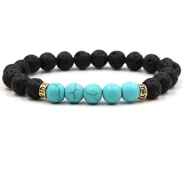 Chakra Armband Herr Svart Lava Healing Balance Beads Naturstensarmband emotional