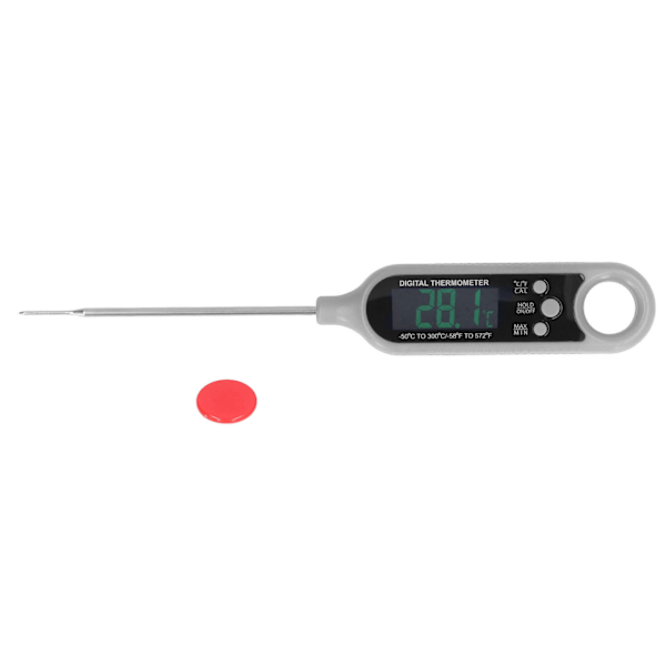 Matlagnings-termometer i pennmodell, elektronisk rostfri sond, grilltermometer för kök, barbecue, grå