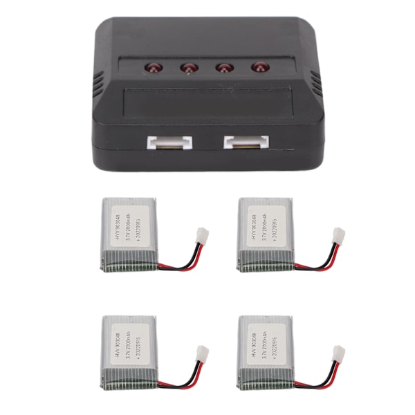 4 st 903048 3.7V 2000mAh RC Drönarbatteri Portabelt UAV Litiumbatteri med Laddare för KY601S H11D H11C RC Quadcopter