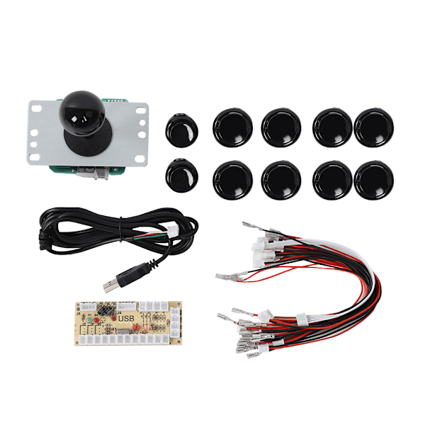 CY-822A DIY Arcade-spelknapp och joystick-set med en enda rocker för Raspberry Pi PC-spelmaskin, svart