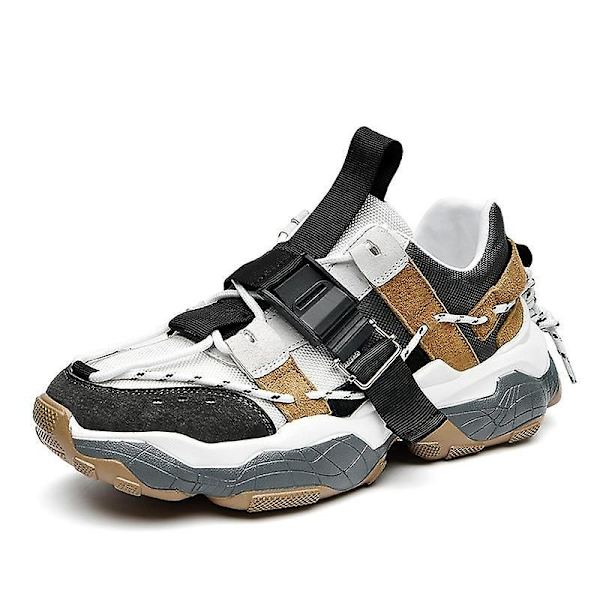 Mode Män Spänne Design Chunky Sneakers Gray 44