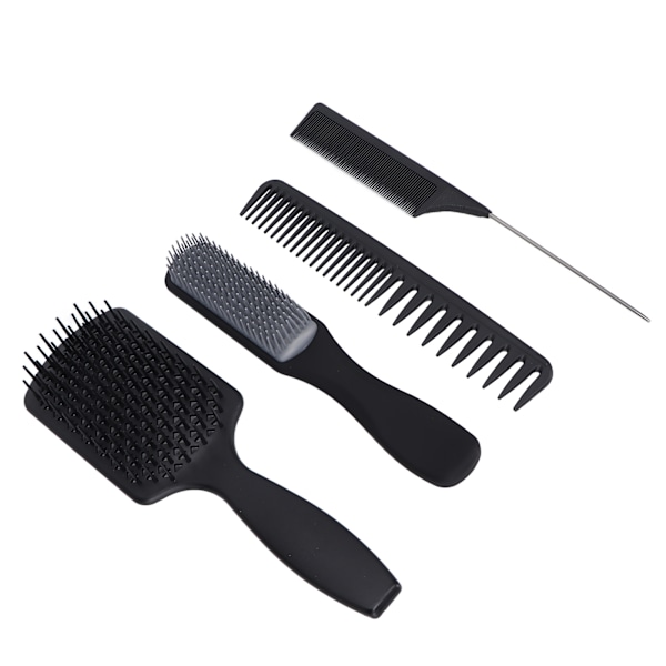 4 st Hårborste Set Ihålig Kam Spetsig Fin Bred Tand Skalpmassage Styling Set Svart Box Förpackad