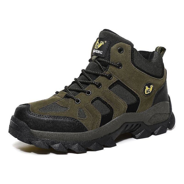 Högkvalitativa läder vattentäta män sneakers / skor No Plush Army Green 9.5