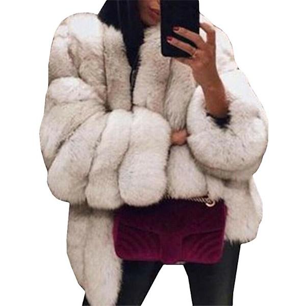Kvinnor Teddy Bear Faux Fur Coat Jacka Oversized Ytterkläder vit L
