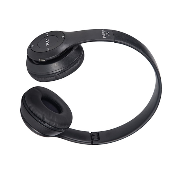 Bluetooth-hörlurar Trådlös Stereo Plug-in Kort Vikbara Öronmuffar för Spel Svart