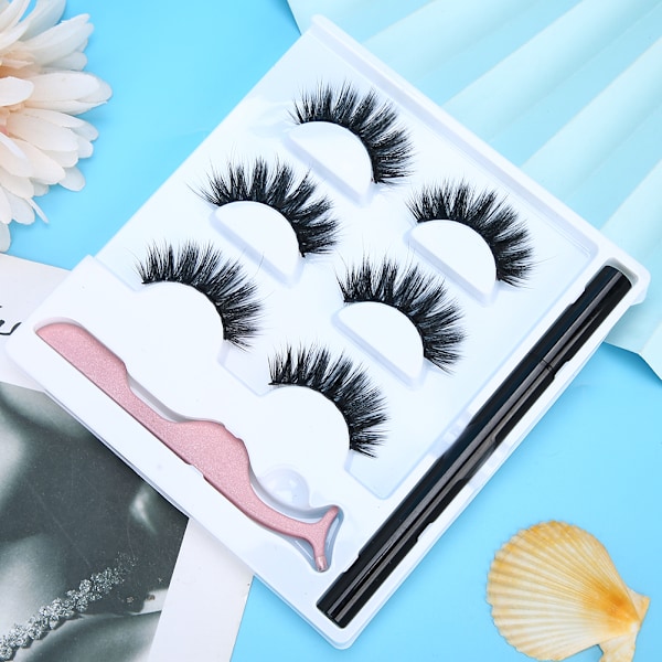 3 Par Lösögonfransar Flytande Eyeliner Pincett Set Vattentät Ögonmakeup Verktyg 3D-03