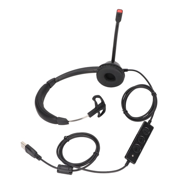 Enkelsidig Telefonheadset med Brusreducering, Volymjustering, Mute, USB-headset för Affärer med Mikrofon, Svart H390?USB?1