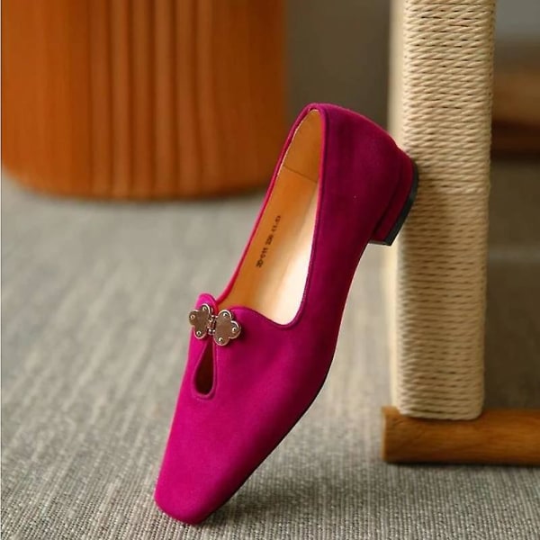 Retro Elegant- Casual Office Run-To, Single Flat Shoes pink 35