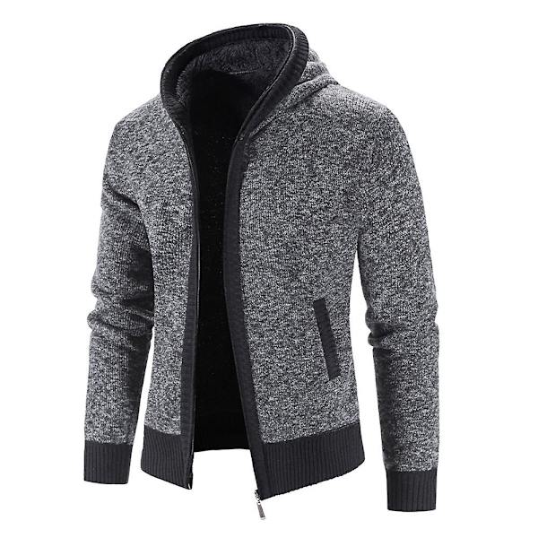 Casual Slim Full Zip Tjock Stickad Huv Cardigan Sweaters för män M