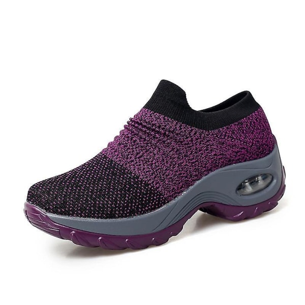 Dam Spring Wedges Casual Trainers Komfort Höjd Ökande Sneakers Purple 8