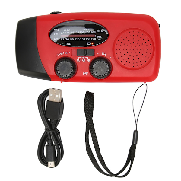 Handvevsradio Portabel Självdriven Solcellsväderradio med Nödficklampa för Utomhusnödsituationer
