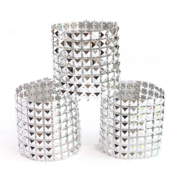 50 st Servettringar Rhinestone Servettringar Dekoration För Bröllopsfest Silver
