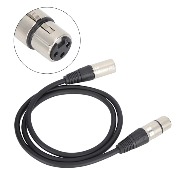 Mikrofonkabel 3-Pin XLR Hane till XLR Hona Balanserad Mikrofonkabel för Studioinspelning och Live Ljud Svart 1m / 3.3ft