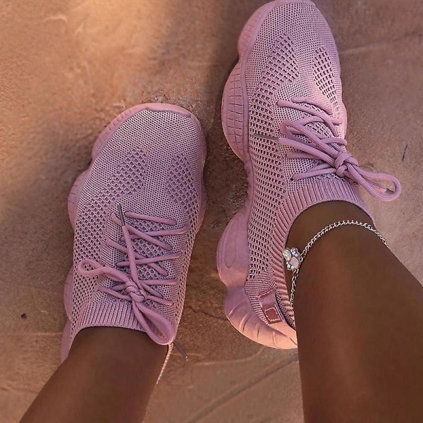 Air Mesh Dam Sneaker Sock Skor Pink 35