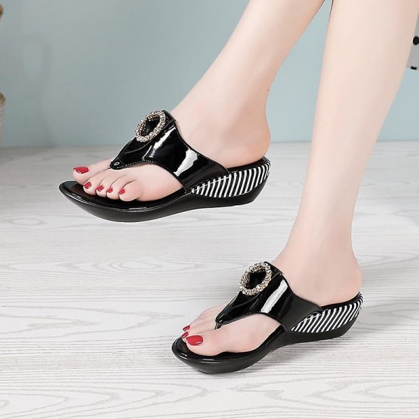 Dam sandaler i äkta läder sommar black 10