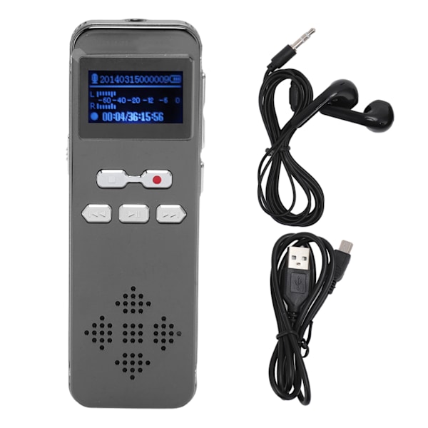 Digital Röstinspelare Dubbla Mikrofoner Stereo Ljud Professionell Brusreducering Lösenordsfunktion MP3-inspelare för Föreläsning Intervju 32G