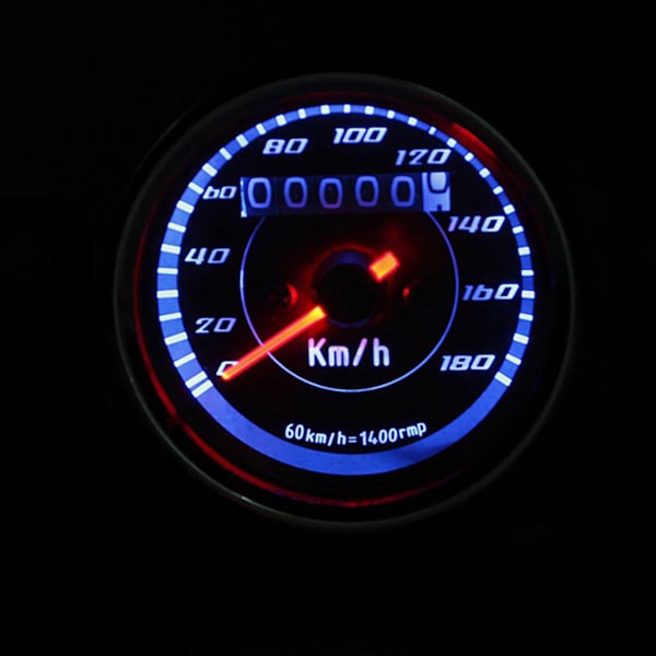 Motorcykelhastighetsmätare Bakgrundsbelysning Noggrann Skala Universal Retro LED Kilometerräknare Mätare