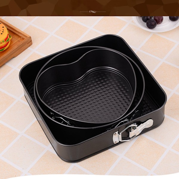 3 st Mini Springform Pannor Runda Hjärtformade Kakformar Non-Stick Springform Kakpannor