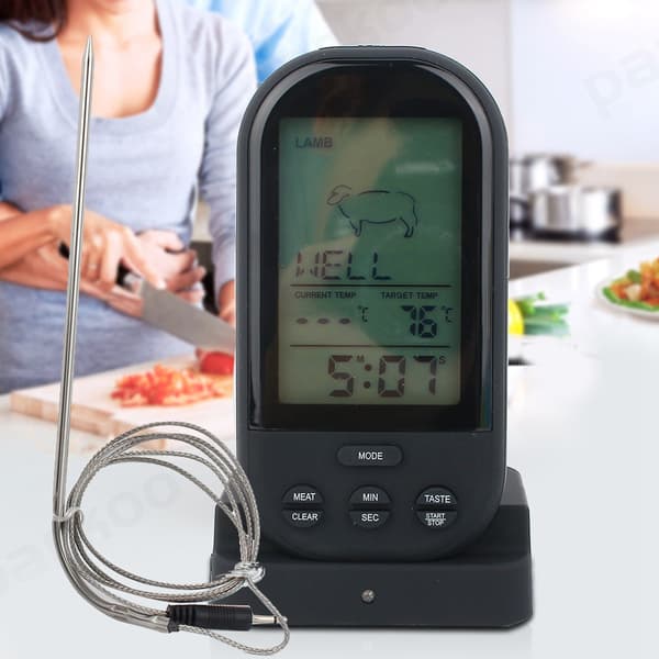 Trådlös Digital Matlagningstermometer LCD Grilltimer Sond Temperatur Matlagningsverktyg