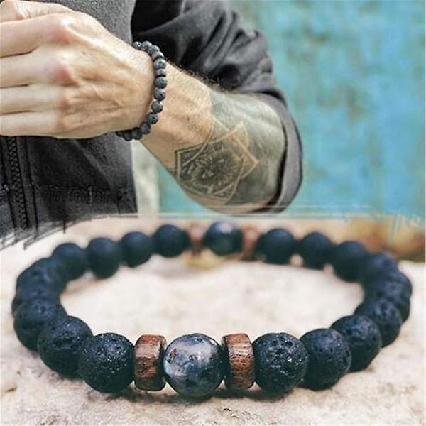 Lava träpärlor handled kedja sten armband C