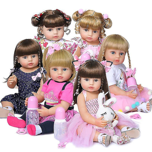 50 cm Kroppsmjuk silikon sött ansikte Reborn Toddler Baby Födelsedag Julklappsdocka Flower jumpsuit