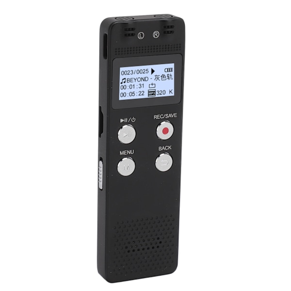 Digital röstinspelare Multifunktionell Klar Ljud En-Klicksinspelning MP3-spelare Liten Röstinspelare för Möte Intervju Föreläsning 16GB