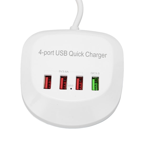 4-ports USB-laddningsstation 36W QC3.0 Snabbladdare för Mobiltelefon Surfplatta 110?240VEU-kontakt