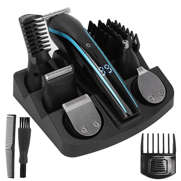 6 i 1 Elektrisk Skäggtrimmer Kit Ergonomisk Hårklippare Tvättbar Näsa