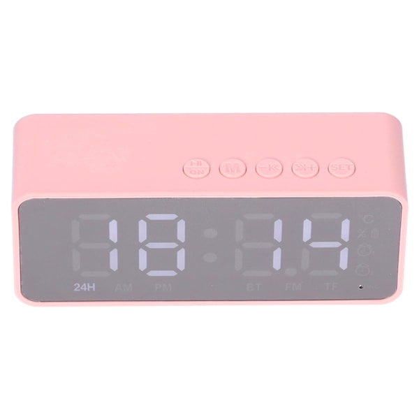 G50 Multifunktionell Bluetooth Väckarklocka Högtalare Trådlös 5.0 MP3-spelare Laddningsväckarklocka för Kontor Rosa
