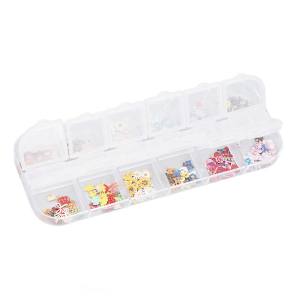 12 Fack Blandade Nagelstickers Delikata Dekorativa 3D-skivor Färgglada Blommor Konst DIY Långvariga