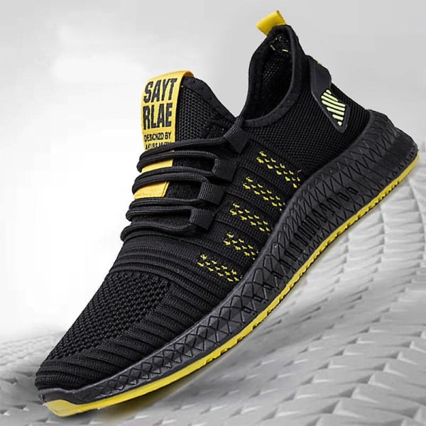 Mesh Casual Lac-up Lättvikt Bekväma Walking Sneakers som andas Yellow 7