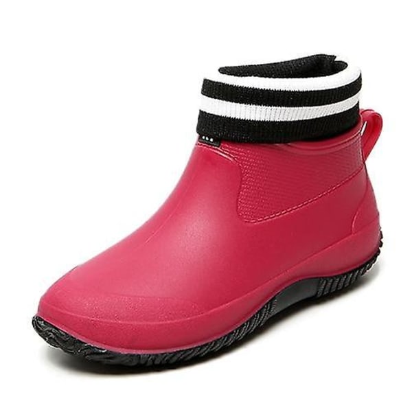 Dam Gummi Anti-sladd Ankel Lättvikts Slip-on Boots / Shoes Set-2 Red Cotton 7.5