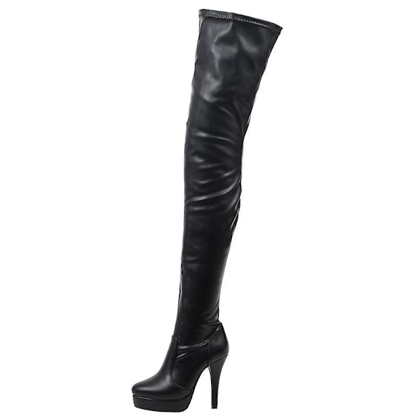 Unisex Pole Dancing, Rund Toe, Over The Knee Thigh Boots Black matt 7