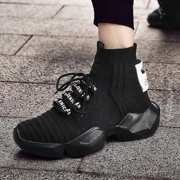 Strumpsneakers för män, halkfria skor för skor black 46