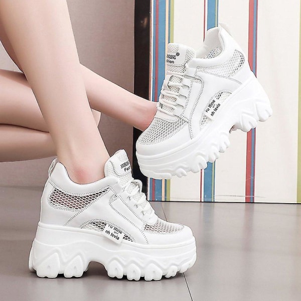 Vinterplattformsskor, Kvinnor Chunky Sulor Höjd Öka Boots Set-2 04.White 5