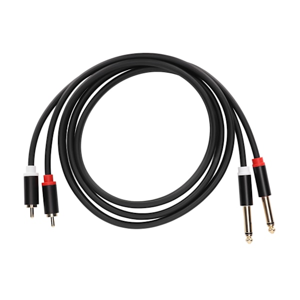 1/4in Dubbel RCA till Dubbel TS Kabel 1.5m 6.35mm 2 RCA Port till 2 TS Port Kabel Stereo Interconnect Sladd