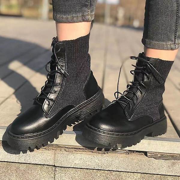Kvinnor Army Combat Ankel Snörstövlar black2 9