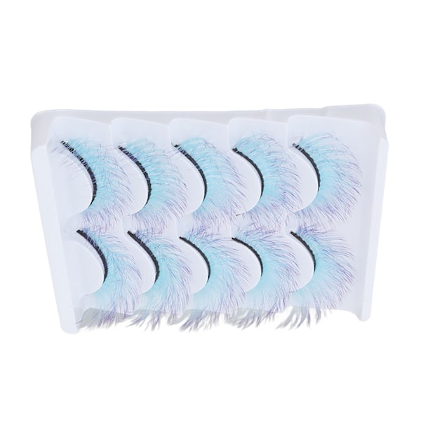 5 st Färgglada Ögonfransar Dramatiska Gradient Färg Lösögonfransar Fluffiga 3D Böjda Fake AG12