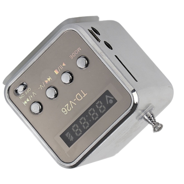 Miniftalare Musikspelare Bärbar FM-radio PC Mode Support TF-kort och U-disk Silver