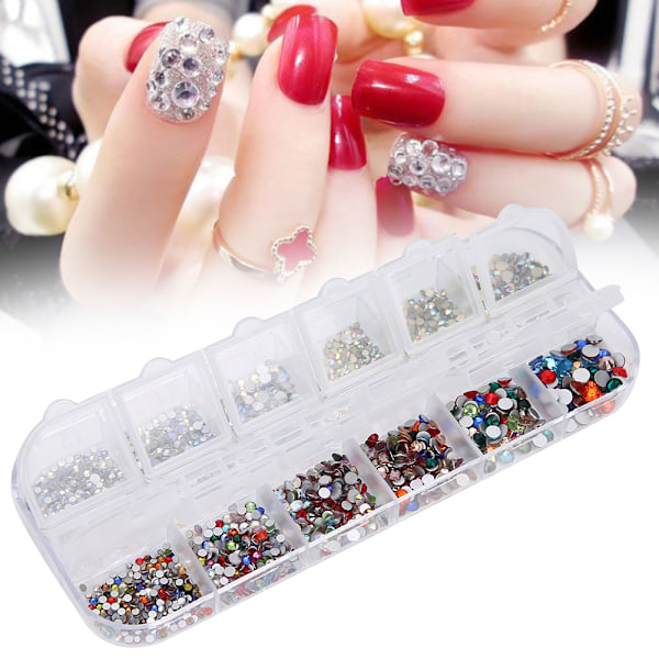 12 Fack Nagelkonst Strass DIY Dekoration Smink Glitter Pärlor Manikyr Verktyg5#