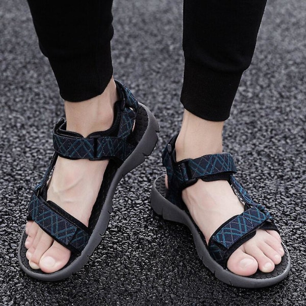 Män sommar andas promenader lätta sandaler Blue Black 8