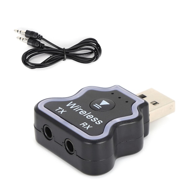 Bluetooth 5.0 Ljudsändare Mottagare Adapter Färgglatt Ambient Ljus USB Trådlös Ljudadapter
