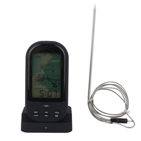 Trådlös Digital Matlagningstermometer LCD Grilltimer Sond Temperatur Matlagningsverktyg