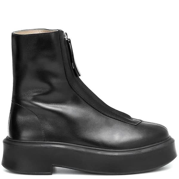 Front Zipper Plattform Kvinna Ankel Boots 37 / Leather Lining White