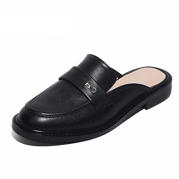 Kvinnor Sneakers i äkta läder Slip On Shoes 7 / Black slipper